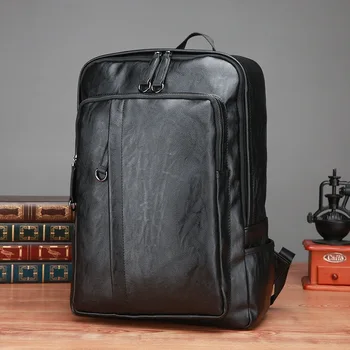 

112518 new hot men PU Leather backpack male casual travel backpack student school bag