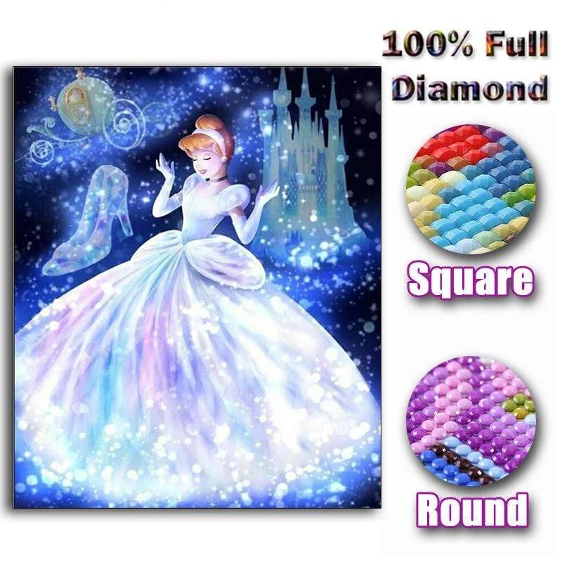 

5D DIY diamond Painting CastleFull Square/Round Drill embroidery Cartoon Cinderella Diamond Mosaic Cross Stitch Home Decor Love