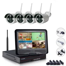 Plug&Play 4CH Wireless Camera Surveillance System 10.1″ LCD NVR Kit 1TB HDD P2P 1080P HD Outdoor IR WIFI CCTV IP Camera