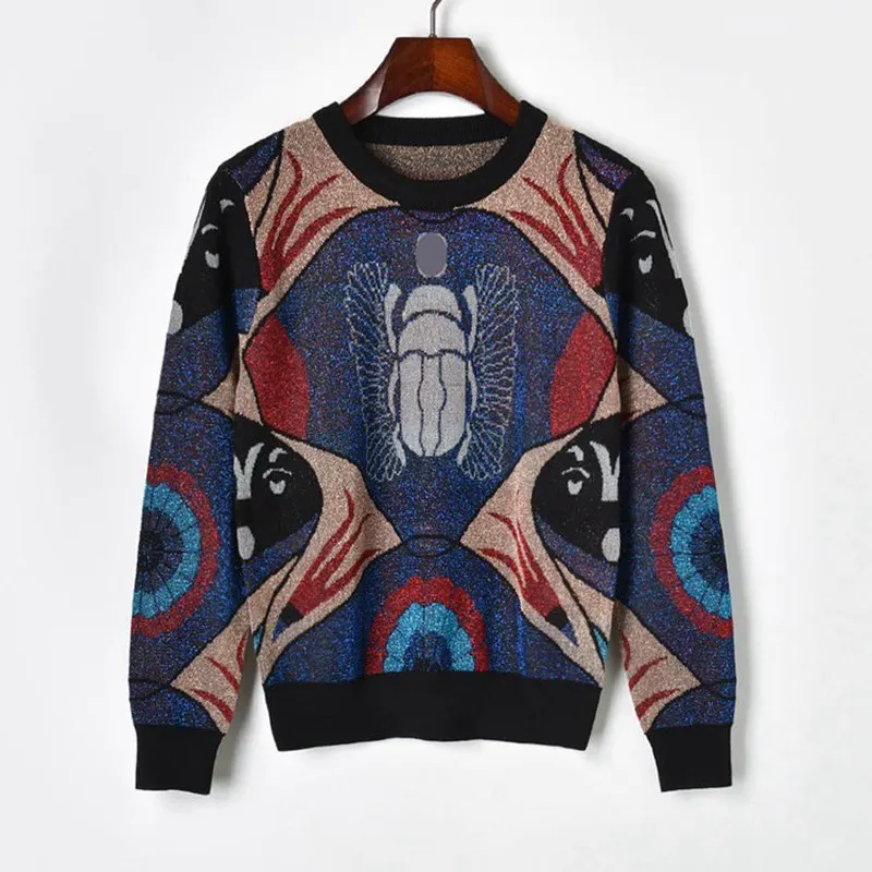 

Best Quality Gold Thread Embroidery Vintage Lady Pullover Sweater Runway Design Knitted Sweaters 2019 pull femme