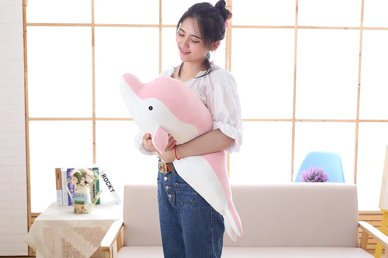 

about 60cm lovely dolphin plush toy down cotton very soft doll throw pillow birthday gift s2471