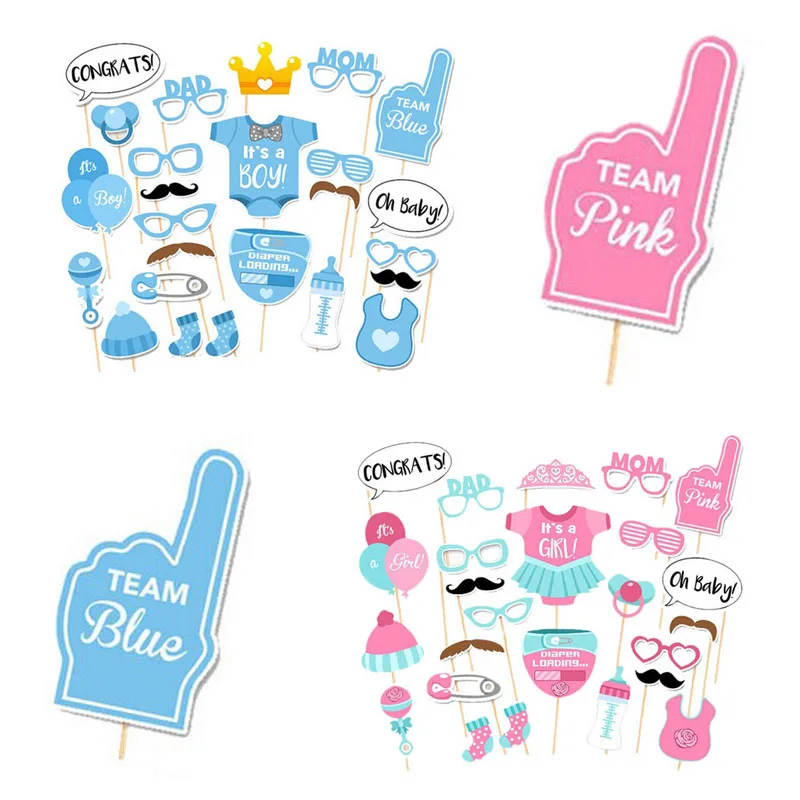 25 штук Baby Shower Photo Booth Реквизит Маска бумажная карточка его мальчик девочка День