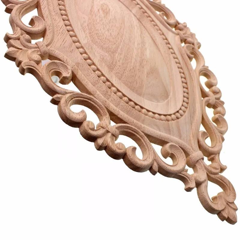 Ornament Crafts RUNBAZEF Wood Applique Circular Plate Door Heart Flower Cabinet Decorative Ornaments Figurines Miniatures Home Decor Figurine
