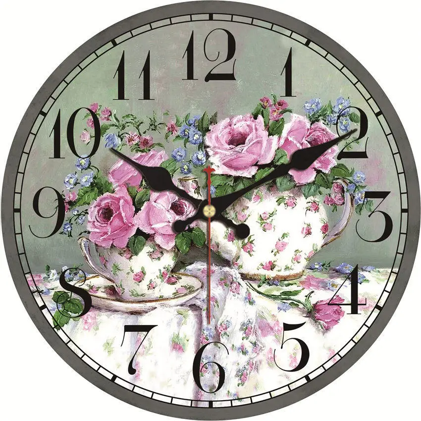 

Shabby Chic,Table Rose Wall Clocks,Vintage Wall Clock,Wall Watches Home Decor,Kitchen Clock Non Ticking