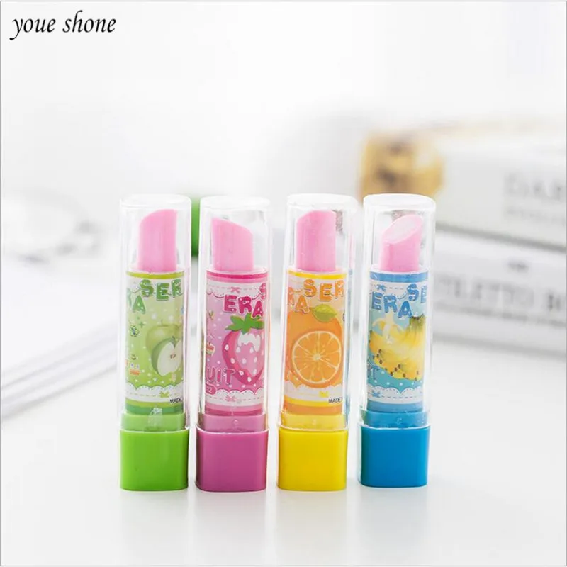 

1Pcs/lot Korean Stationery Creative Eraser Lipstick Modeling Rubber Cute Style Pupils Stationery Erasers Office School Supplies