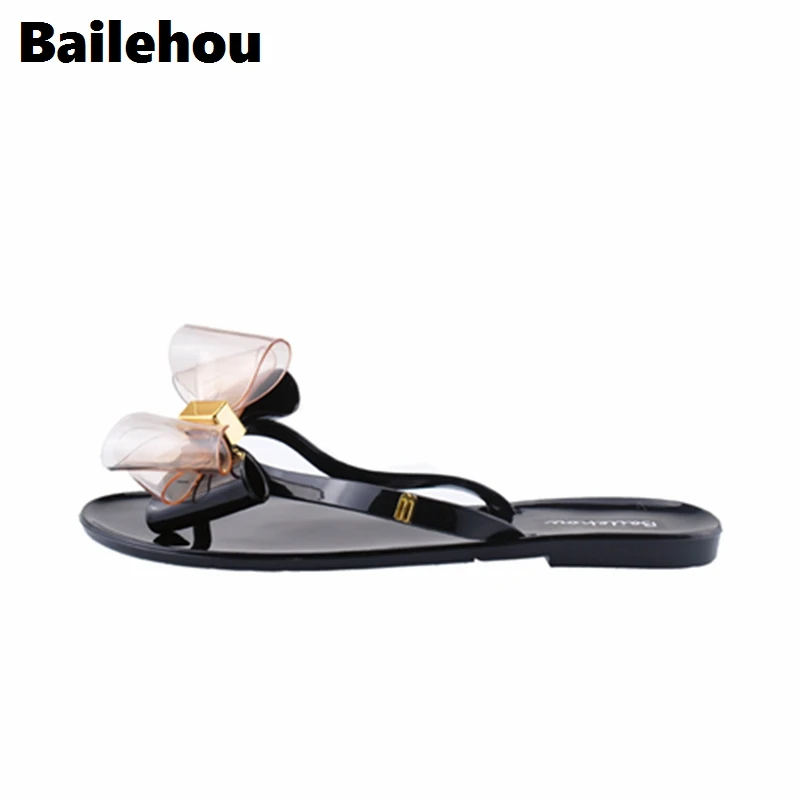 Bailehou/модные женские тапочки; обувь на плоской подошве; пляжные шлепанцы; Вьетнамки с цветами; тапочки с бантом-бабочкой; Летняя обувь; милая девушка