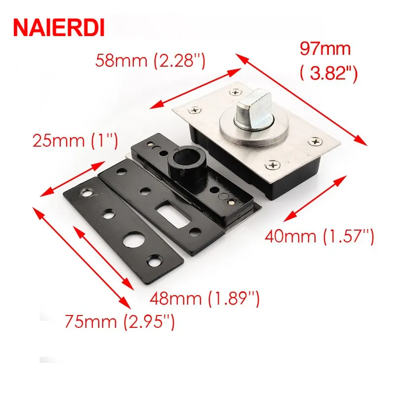NAIERDI 360 Degree Revolving Door Hinge 90 Degrees Positioning Hidden Floor Pivot Hinges For Furniture Hardware
