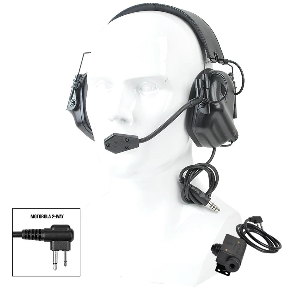 Fone de Ouvido Ptt para Cancelamento Earmor Tático Conjunto Ruído Fones Comunicação Aviação Militar Softair Tiro & 12 Fones de Ouvido tático & Acessórios