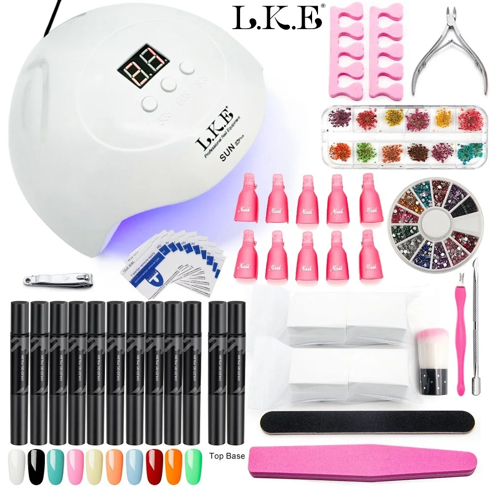 Маникюрный набор для нейл-арта набор для ногтей профессиональный набор УФ-лампа для ногтей с 10 цветами Набор гель-лаков для ногтей Toos для маникюра