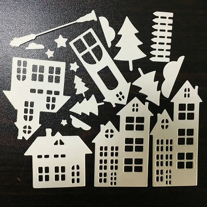 

House Building Architecture Stitched Metal Cutting Dies Stencil for DIY Scrapbooking paper Craft Embossing 2018 nEW Template Die