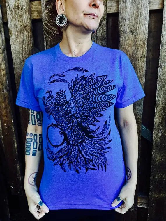 Hillbilly Vogue Hawk Phoenix Unisex T Shirt Api Biru Reborn