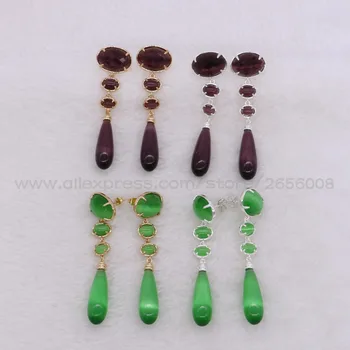 

6 Pairs Mix colors water drop Crystal stones earrings Fashion jewelry Slim stone earring Trendy jewelry for women 2446