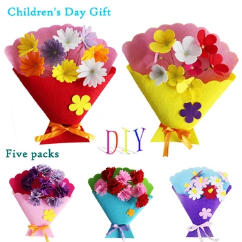 

Faroot Colorful Flowers Mixed Buttons Felt Bouquets Set Children DIY Handmade Craft