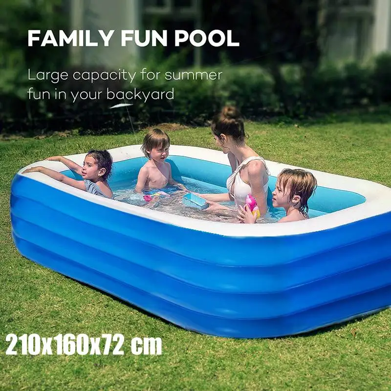 

210x160x72CM Large Size Children's Home Use Paddling Pool Inflatable Square Swimming Pool Heat Preservation Kids inflatable Pool