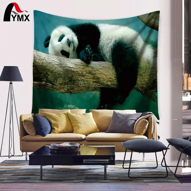 Animal Decor Collection Picture Tapestry of Panda Zoo Sitting on ... Animal Decor Collection Picture Tapestry of Panda Zoo Sitting on ...