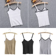 Новое Сексуальное Женское облегающее трикотажная кофточка на бретельках жилет с u-образным вырезом тонкая летняя майка с бретелями Новинка