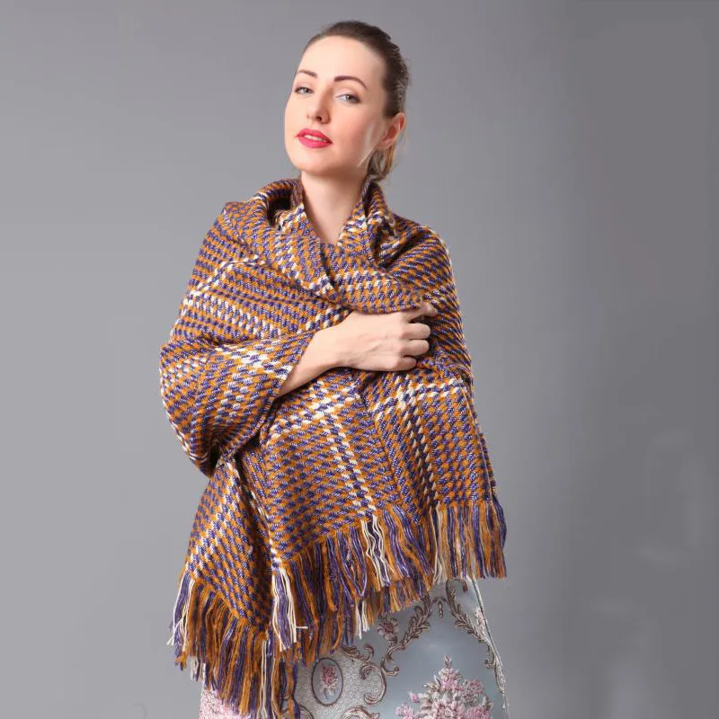

New 2018 check women fashion acrylic knitted Scarf shawls outdoor neck warmer scarf blanket scarf LL180930