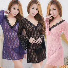 Сексуальное женское белье черное прозрачное длинное и нижнее белье