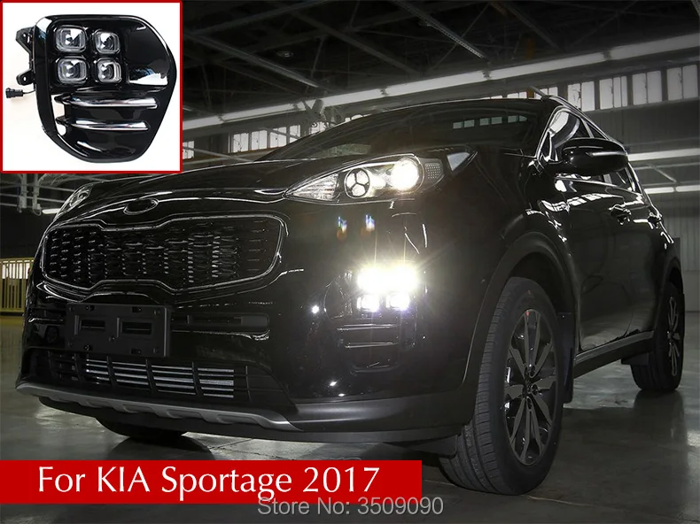 

For KIA Sportage 2016 2017 Car DRL Daytime Running Light Front Fog Frame Lamp Light C Original Assembly Refit Car Styling