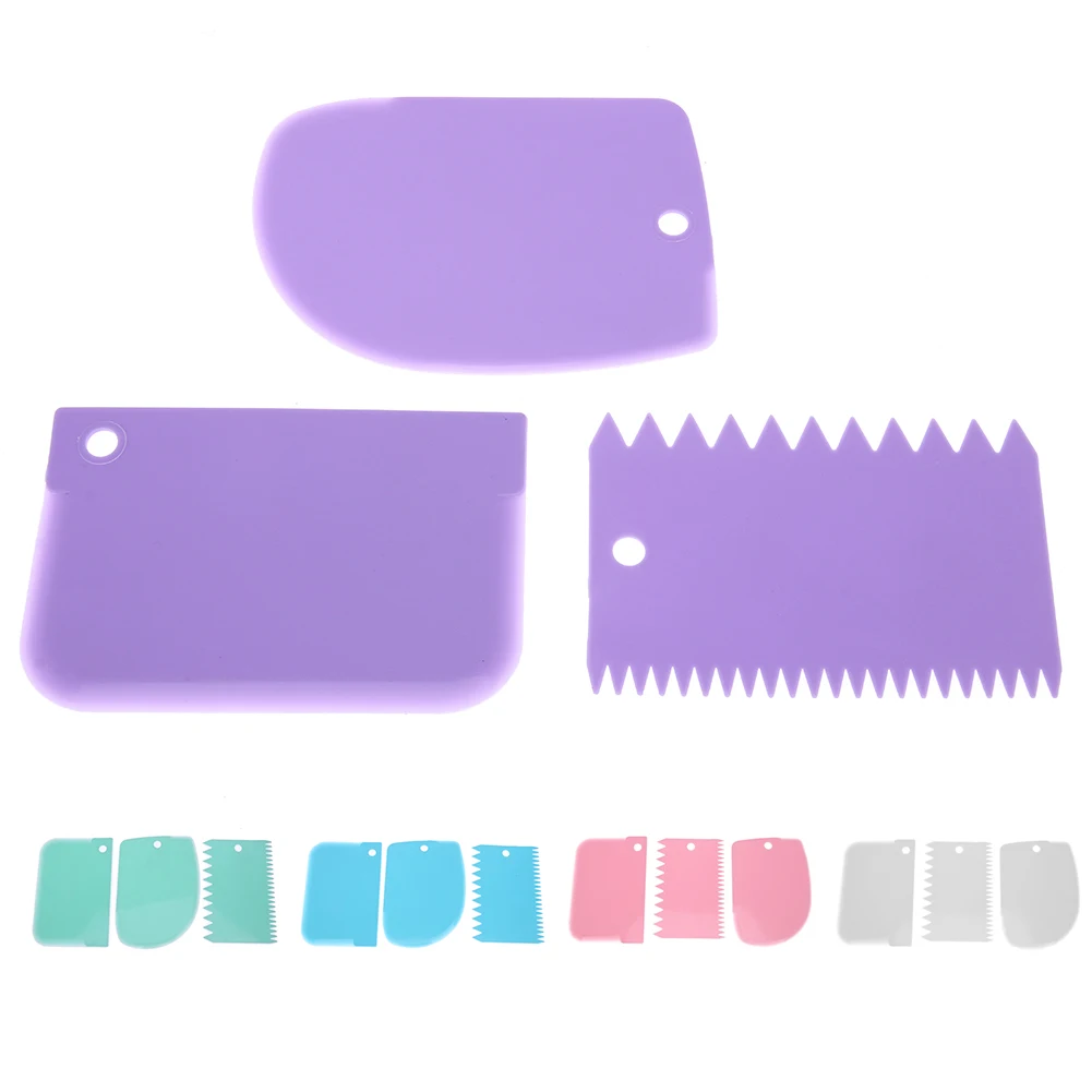 3pcs Plastic Cake Decorating Tools Dough Icing Scrappers Cutters