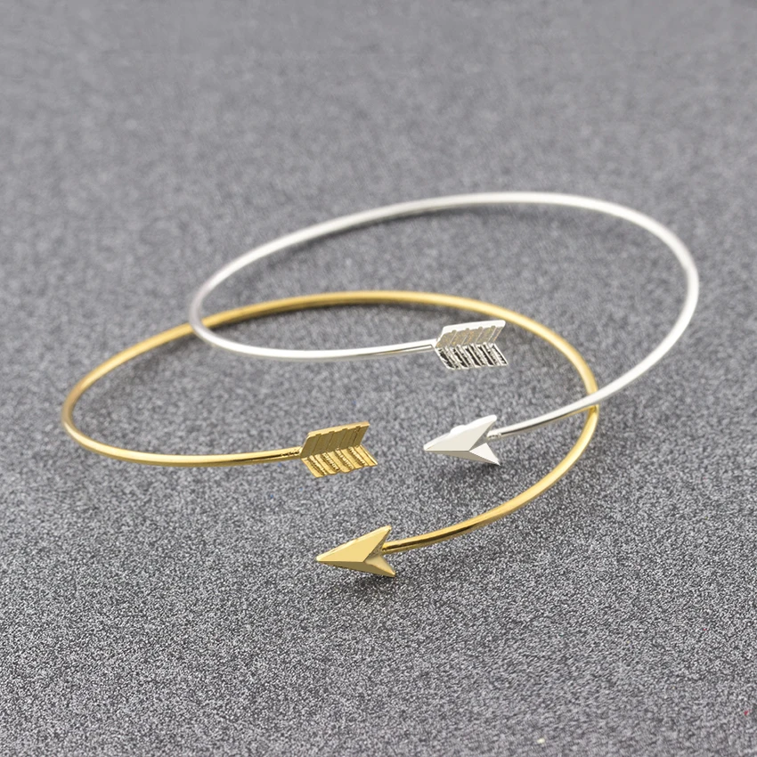

Wholesale 10pcs Best Friend Gifts Dainty Bracelet Simple Bangle Modern Thin Gold Color Charm Arrow Jewelry For Women Sister Mom