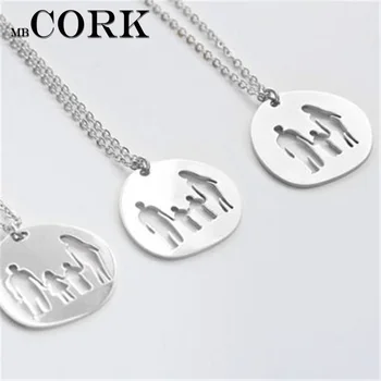 

family daughter son mother father boy girl Stainless Steel women necklace Vintage handmade fashion jewelry N-106