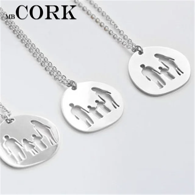 Family Daughter Son Mother Father Boy Stainless Steel Women Family Daughter Son Mother Father Boy Stainless Steel Women Necklace Vintage Handmade Fashion Jewelry N