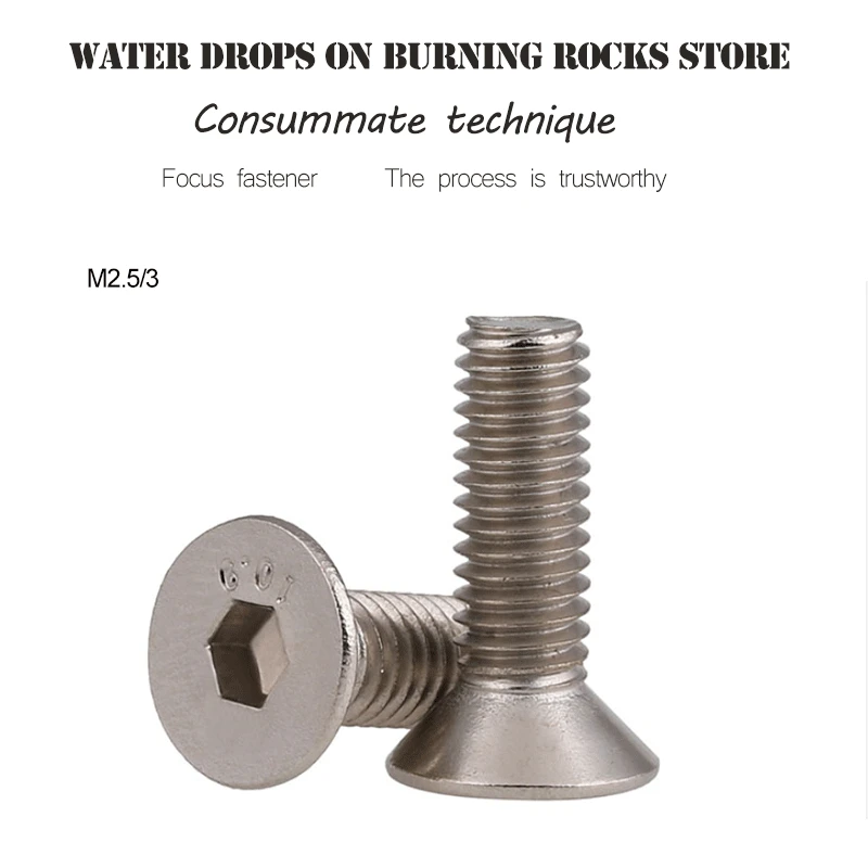 Free shipping M2.5 M3 10.9 gradeDIN7991 nickel plated countersunk head hexagon screw bolt with flat | Обустройство дома