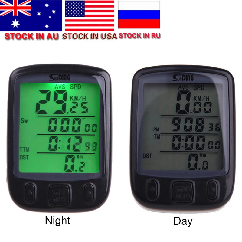 

ZK40 Dropshipping Sunding SD 563B Waterproof LCD Display Cycling Bike Bicycle Computer Odometer Speedometer Green Backlight