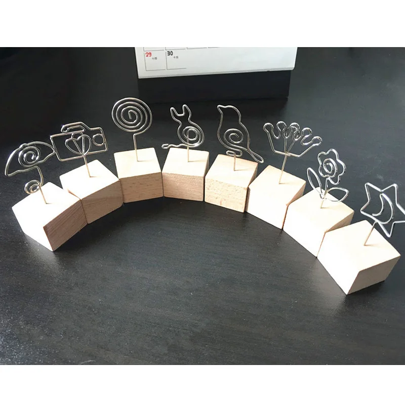 

Note Photo Folder Birthday Party Pastoral ornaments Wooden Metal Message clip Desktop Decor Creative Simplicity Card holder