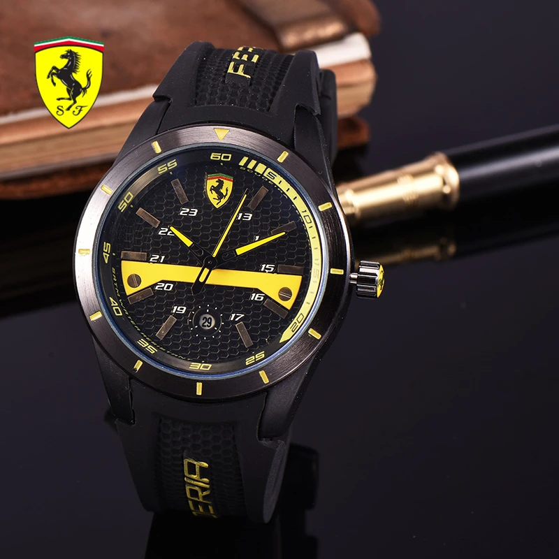 

SCUDERIA FERRARI Black Men Wristwatches Fashion Waterproof Round Quartz Wrist Watches Sport Complete Calendar Watch R5632907
