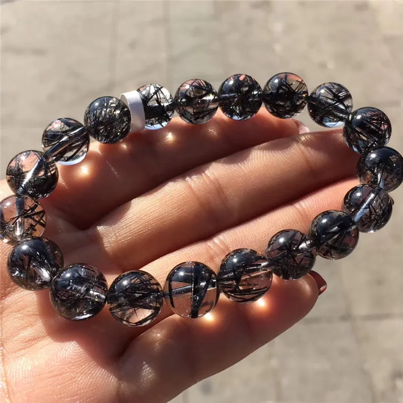 Natural Black Hair Rutilated Quartz Stone Bracelet (2)