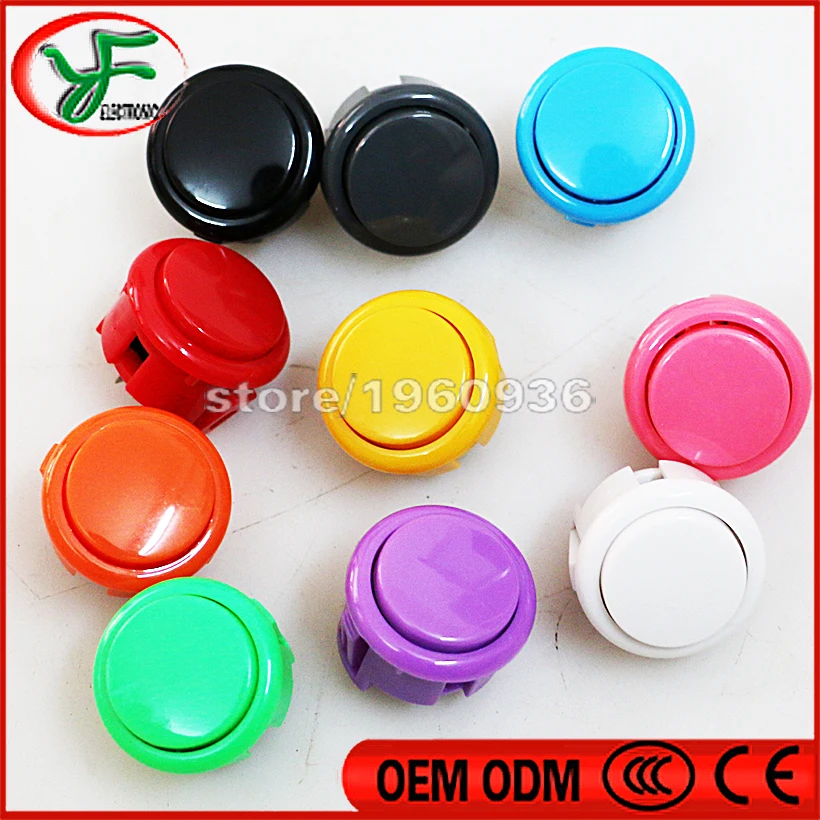 

100pcs/lot Copy Sanwa 30mm button Arcade push button switch OBSF-30 original sanwa button replacement 10 colers
