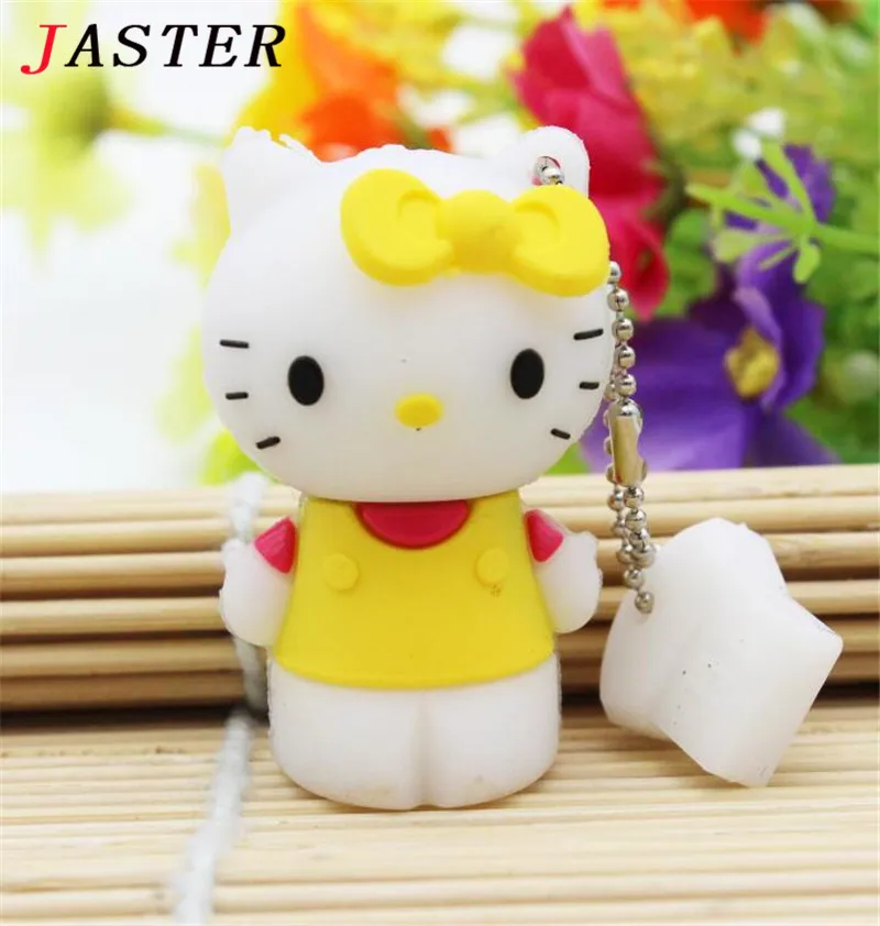 JASTER hello kitty, Usb флеш-накопитель, милые флешки, 64 ГБ, 32 ГБ, флеш-накопитель, 4 ГБ, 8 ГБ, 16 ГБ, мультфильм, U диск, флеш-карта, горячая Распродажа, карта памяти - Цвет: Yellow