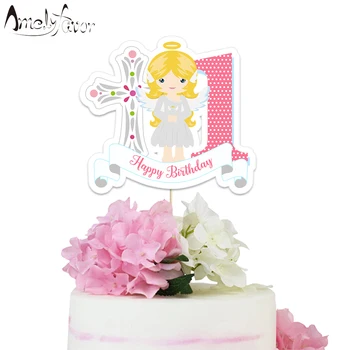 

Angel Theme Paper Cake Holy Angel Girl Cake Topper Party Supplies Kids Happy Birthday Party Decoration Baby Shower Custom-Made