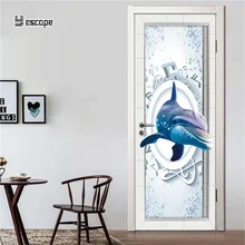 Мультфильм водонепроницаемая дверь в ванную стикер на стену s домашний декор Дельфин наклейки с рыбой Фреска детская комната DIY обои дверь стикер