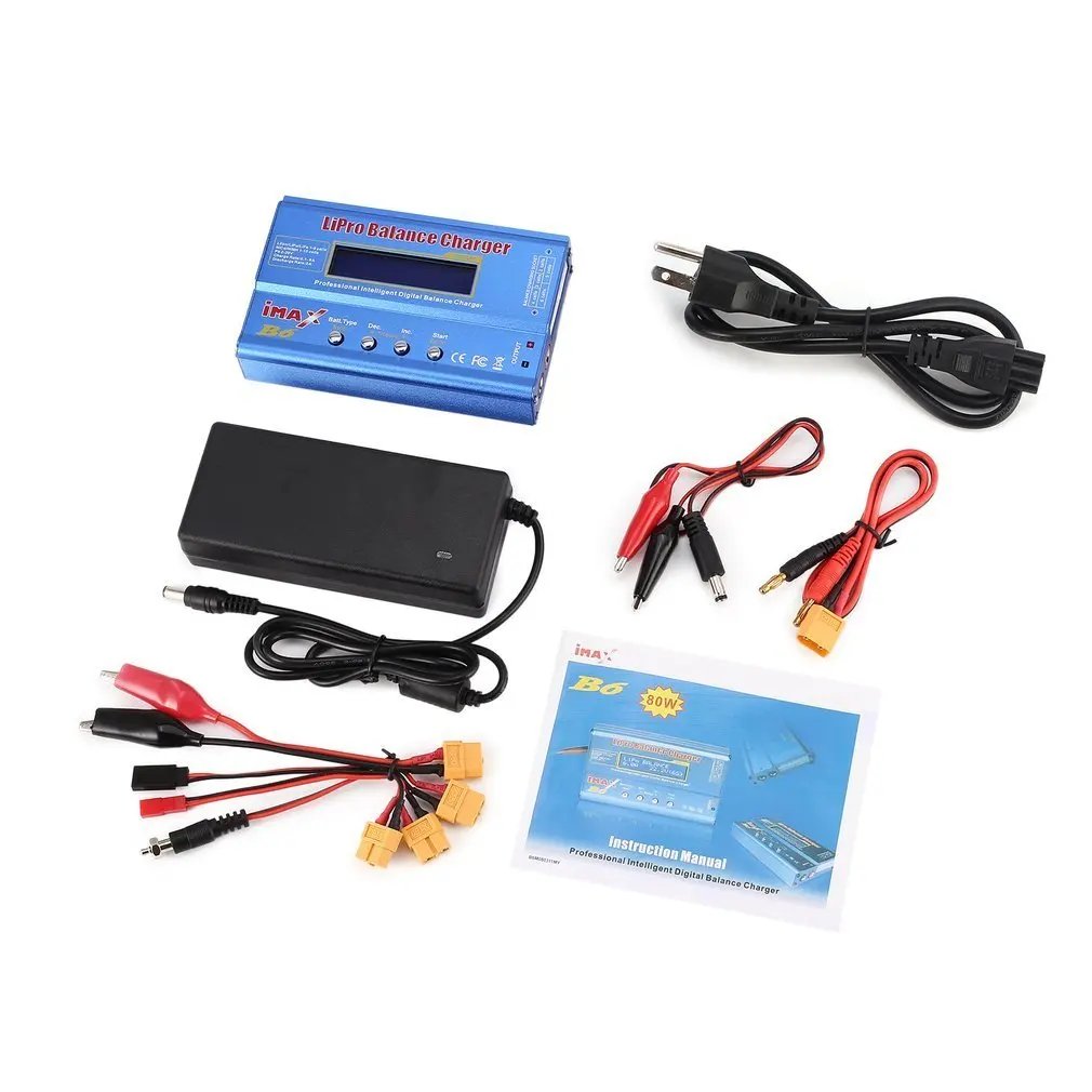 iMAX B6 80 W 6A Lipo NiMh Li-Ion Ni-Cd RC зарядное устройство 10W2A Dis зарядное устройство с 15 V/6A AC/DC адаптер для RC ModelBattery - Цвет: US Plug and XT60