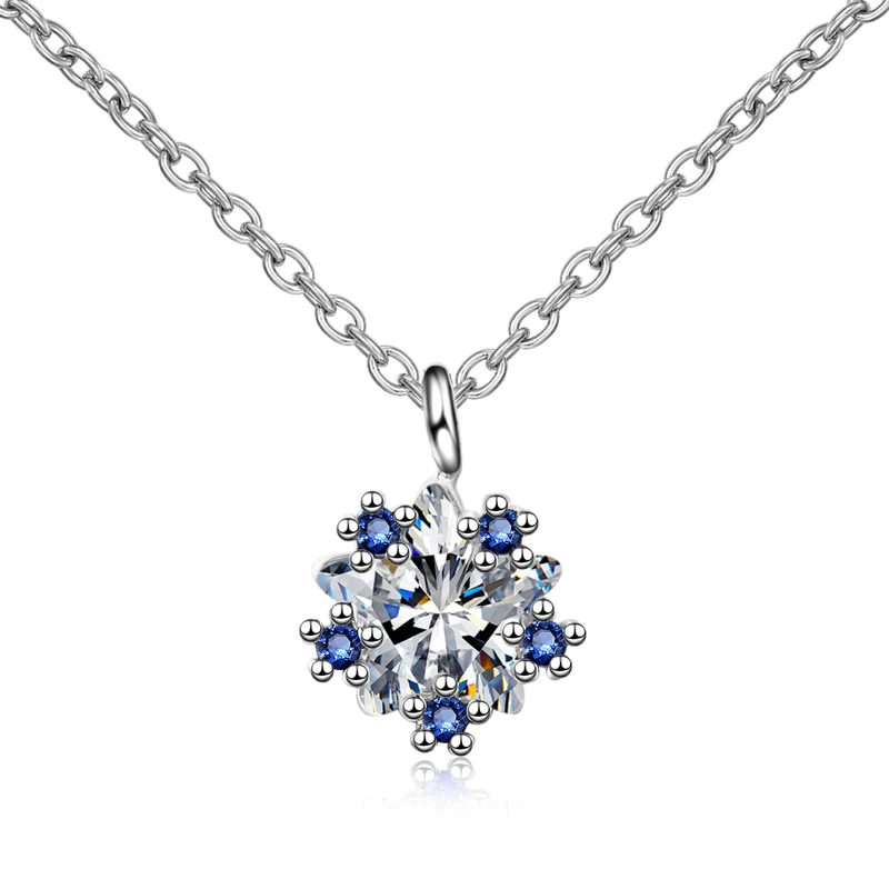 

Fashion Female Silver 925 Sterling Pendants Necklace For Women Jewelry Trendy Ladies Crystal Snowflake Necklace Girls Bijou