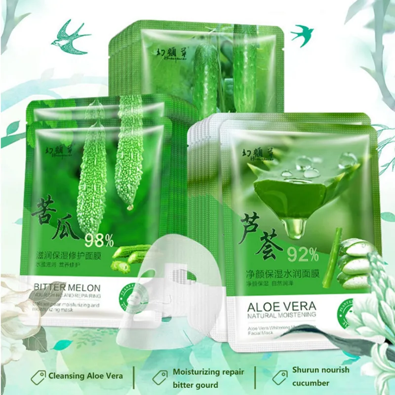 

1Pcs Moisturizing Mask Face Mask Sheet Mask Facial Mask Aloe Bitter Gourd Cucumber