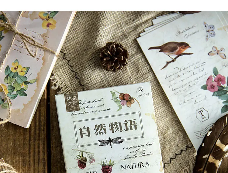 30 листов/набор природа растение бумага открытка, поздравительная открытка День рождения Бизнес Подарочный набор карт сообщение карты