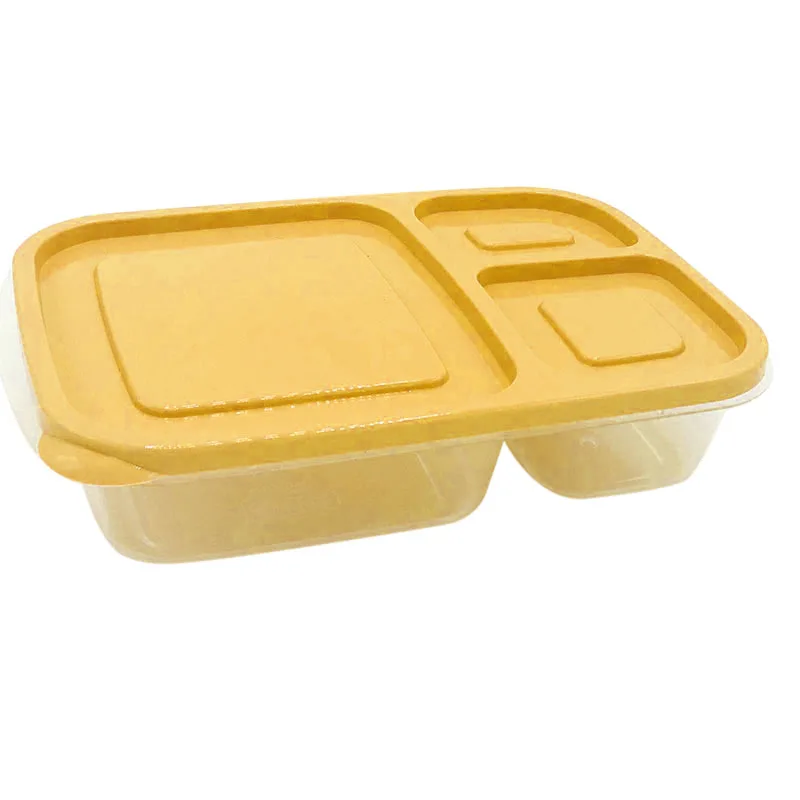 Пластиковый Ланч бокс с крышкой 3 отсека контейнер для еды фруктов пикника ящики