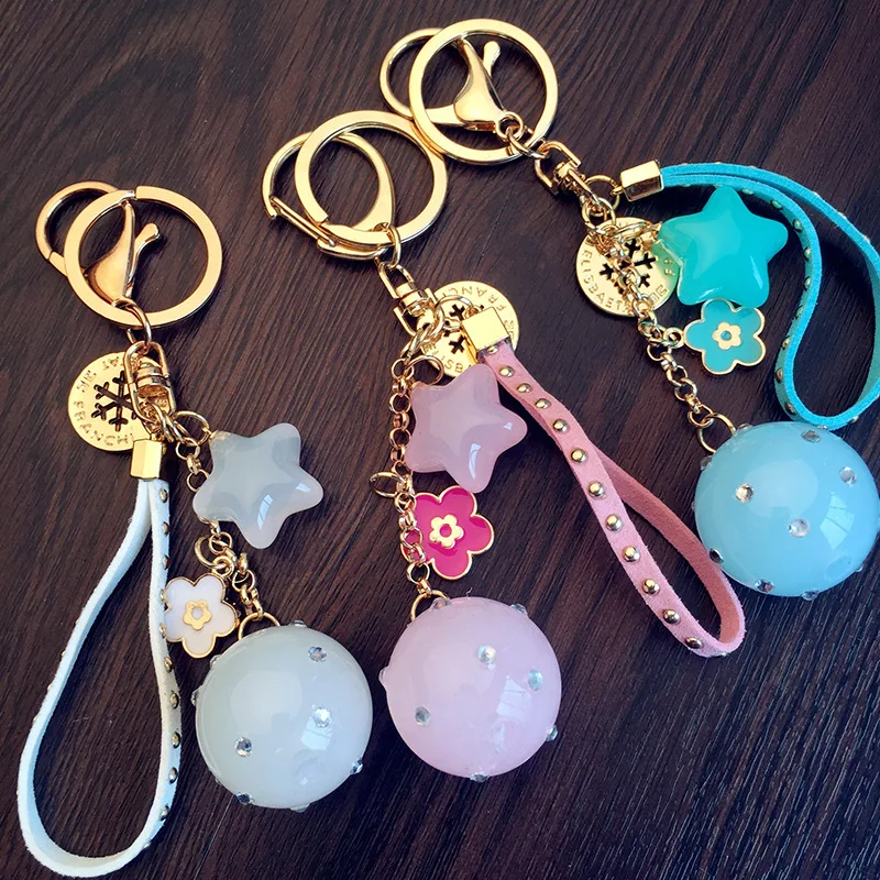 

Cartoon Candy five-pointed Star Key chain Jelly Colored Acrylic Beads Keychains Women Bag Car Pendant Key Ring 2019 Fashion High