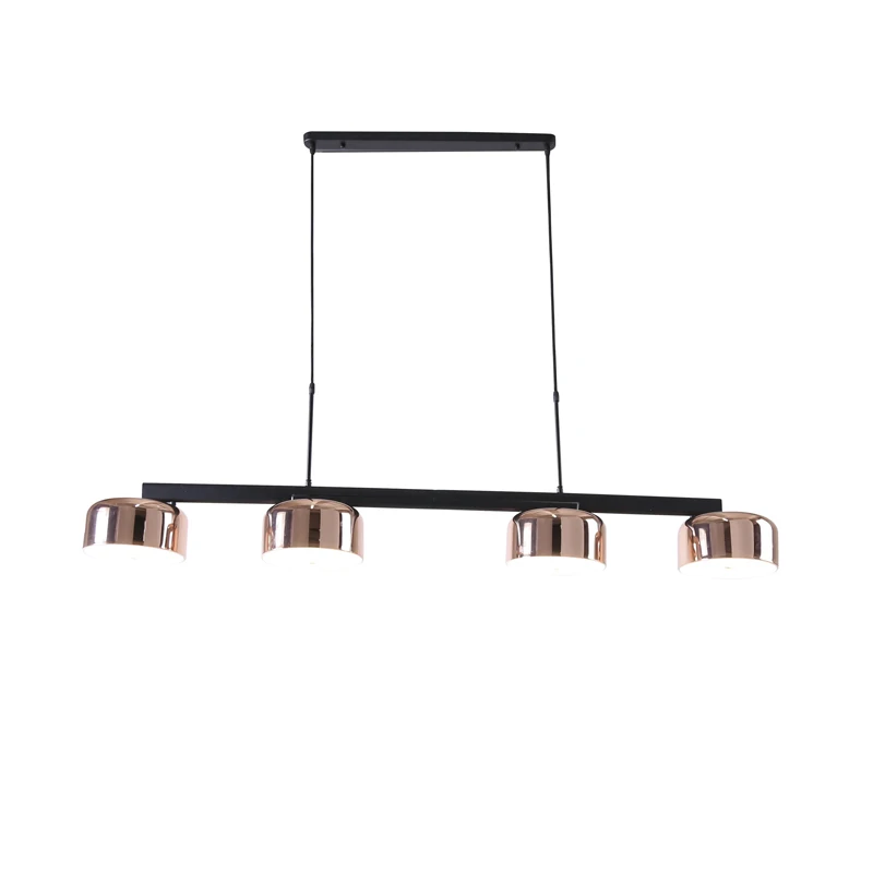

Modern Black Painted Panel Cord Pendant Light with 4 Rose Golden Plated Shade E27 LED Hang Light Fixture for Dining Room Bar