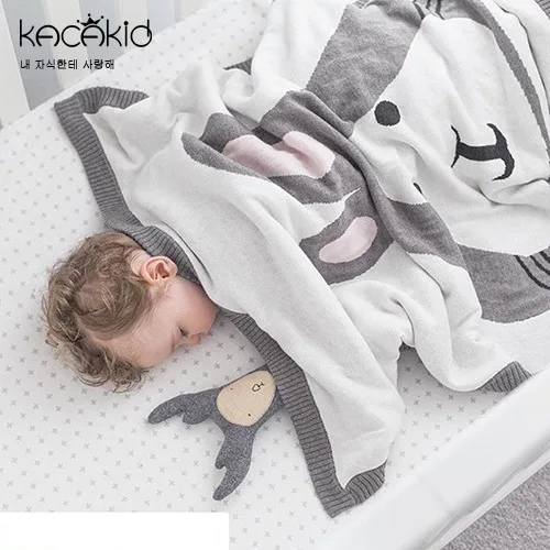 Дышащее детское одеяло для новорожденных с лисой, Кроликом, трикотажные полотенца для ванной с мультяшным рисунком, Детский мягкий шарф, одеяло 120*80 см ka5091