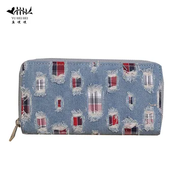 

Casual Cool Distressed Canvas Wallet Purse Women Lady Girl Fashion Wallets Coin Purses Zipper Card Holder free shipping