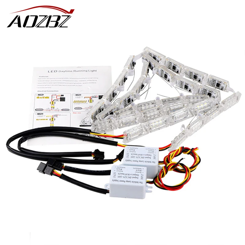 

AOZBZ Car Flexible Switchback LED Knight Rider Strip Light for Headlight Sequential Flasher DRL Flowing Amber Turn Signal Lights