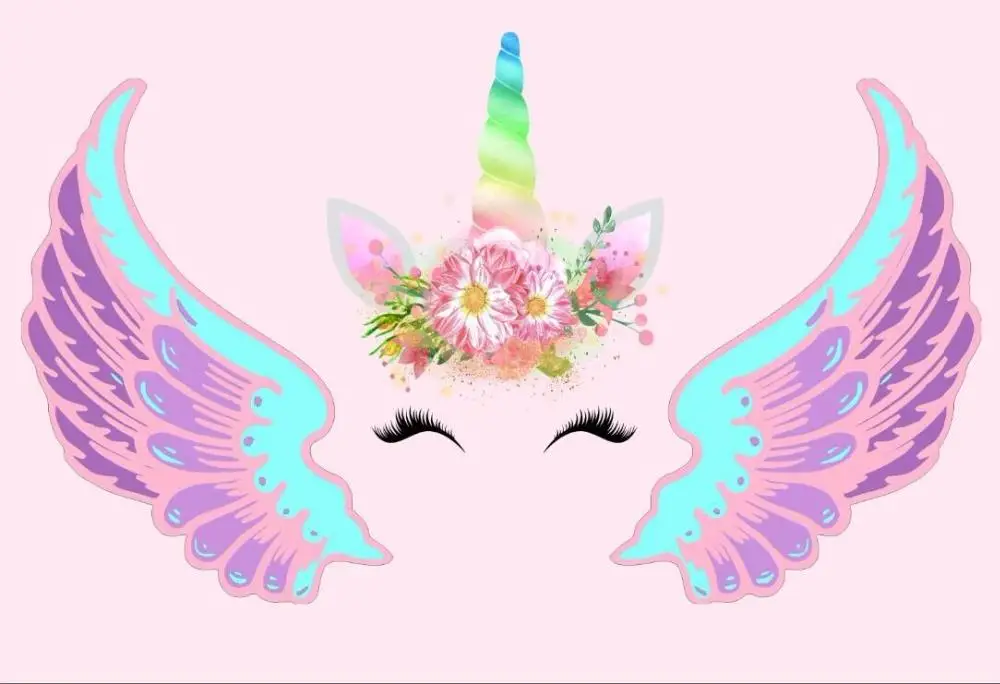 flower unicorn wings mask head light pink photography