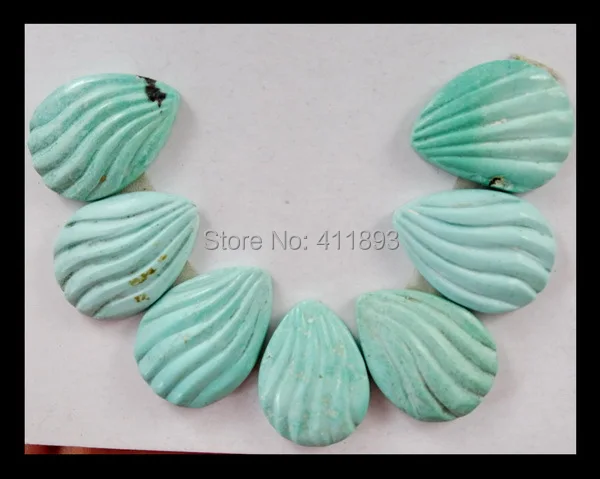 

SALE 7 Piece Carved Turquoise Shell Cabochons,18x14x4mm,16.12x4mm,9.16g