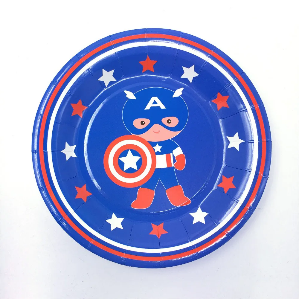 Тема Капитан Америка 20шт салфетки+ 20шт тарелки+ 20шт чашки для 20 человек использовать дети день рождения украшения