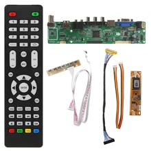 V56 Универсальный ЖК-дисплей ТВ драйвер контроллера Совета PC/VGA/HDMI/USB Интерфейс + 7 ключ доска + LVDs кабель комплект